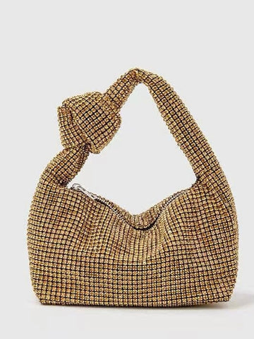 Gold Lulu Crystal Knot Bag