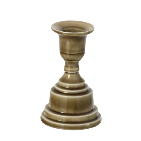 Olive Green Candle Stick holder - Round Base