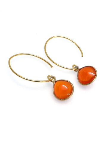 Orange Carnelian Gold Plated Gemstone Earrings