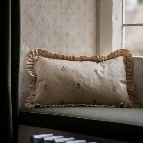 Brick Sprig Block Print Cushion