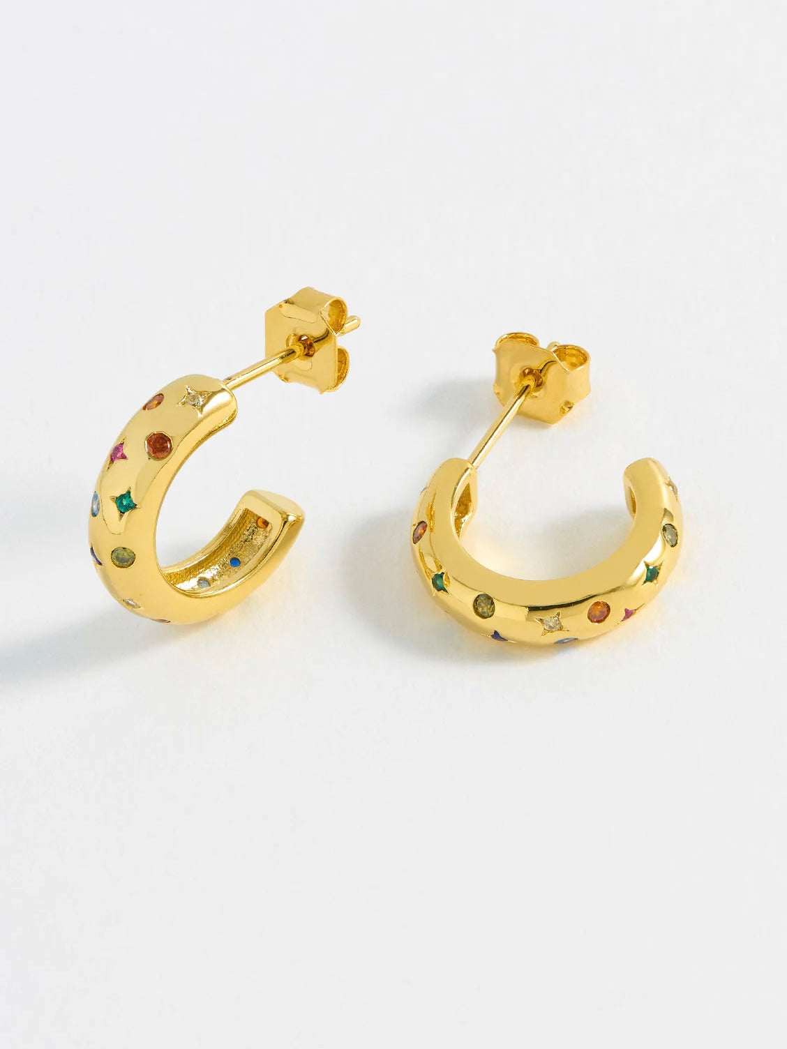 Gold Plated Chunky Rainbow Celestial Hoops by Estella Bartlett