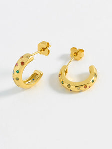 Gold Plated Chunky Rainbow Celestial Hoops by Estella Bartlett