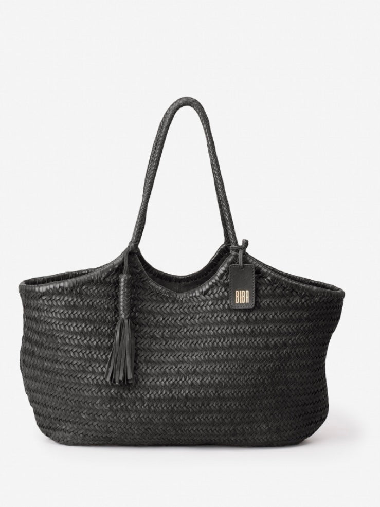 Black Hand-Braided U Shape Bag by Biba