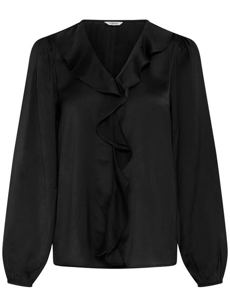 Black Waterfall Frill Blouse by B Young