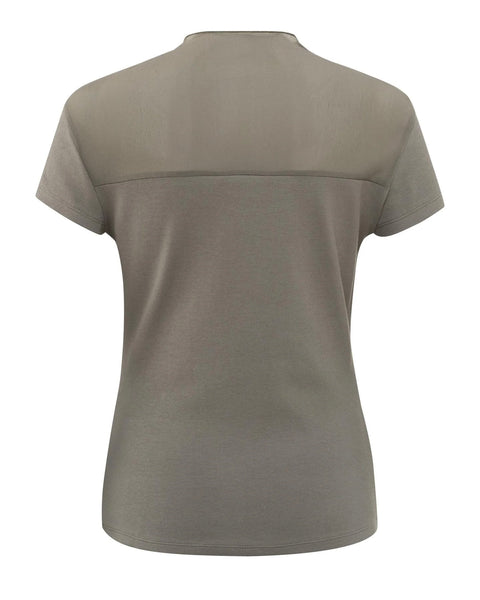 Khaki Sheer Ribbed Top by Yaya