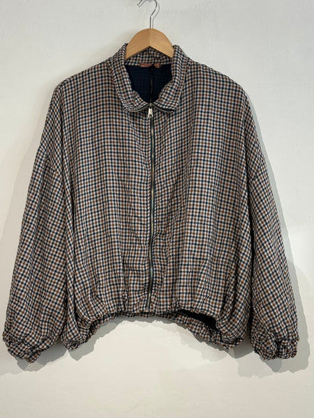 Midnight Blue Gingham Bomber Jacket