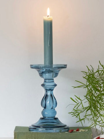 Azure Glass Candle Holder