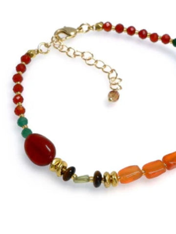 Orange Carnelian Semi-Precious Gemstone Handcrafted Bracelet By Annabella Moore.