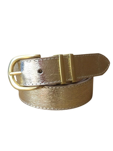 Gold Leather Belt Gold Buckle