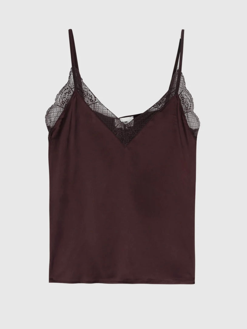 Wine Vintage Lace Strap Top An’ge