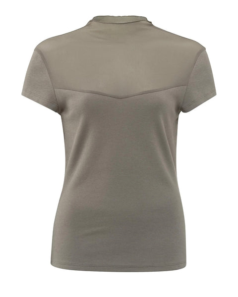 Khaki Sheer Ribbed Top by Yaya