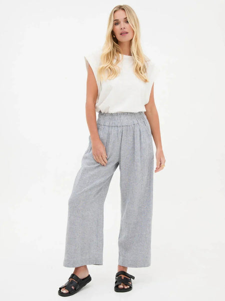 Blue/White Stripe Linen Culottes By Fika