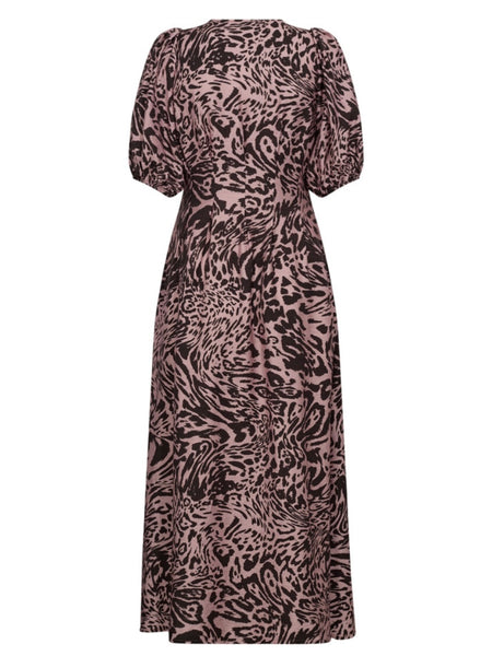 Rose Pleat Animal Print Dress by Co Couture