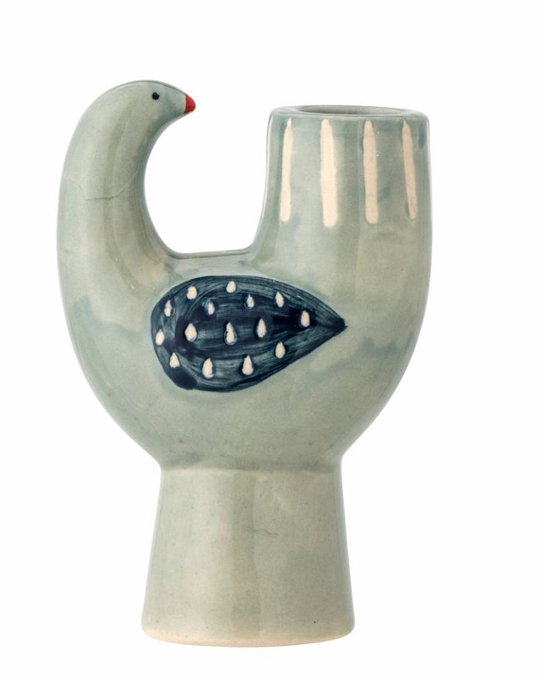 Duck Egg Stoneware Bird Candle Holder