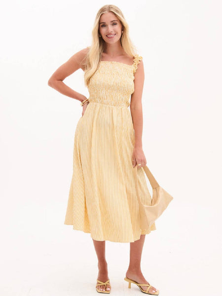 Yellow Stripe Smock Dress by Fika