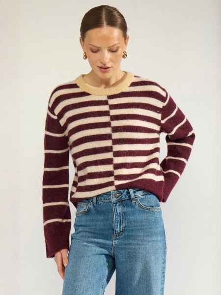 Burgundy Stripe Alpaca Jumper by Nümph