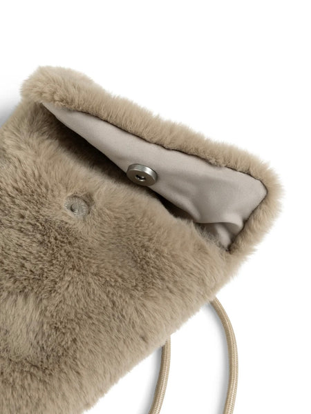 Beige Faux Fur Phone Bag By Yaya