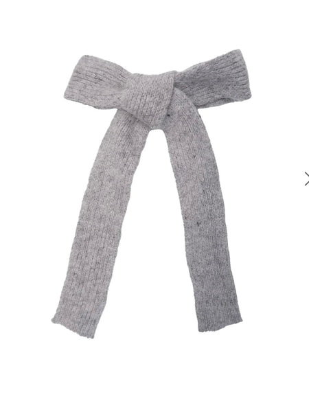 Grey Knitted Bow Hair clip by Black Colour