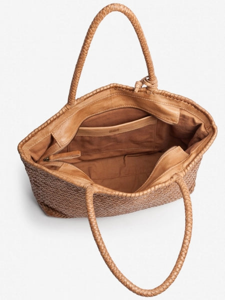 Camel Hand-Braided Shoulder Bag by Biba