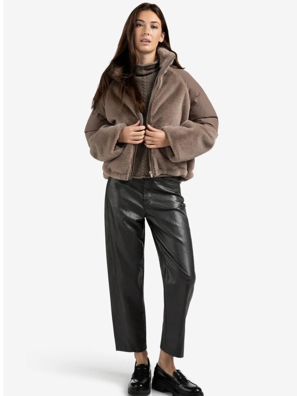 Brown Faux Leather Carrot Legs By Yaya