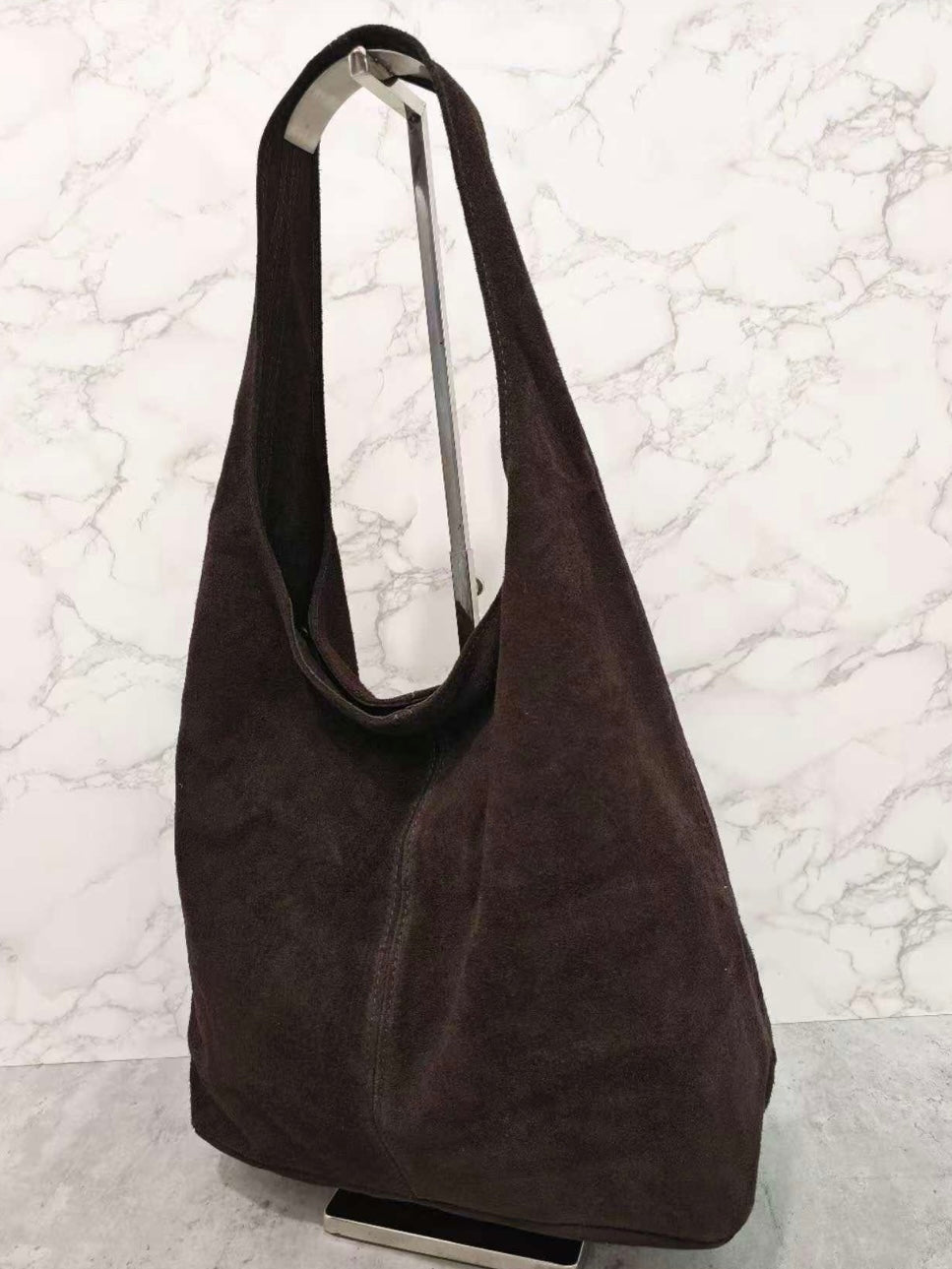 Chocolate Suede Tote Bag