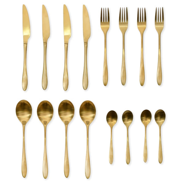 Gold Finish 16 Piece Cutlery Set