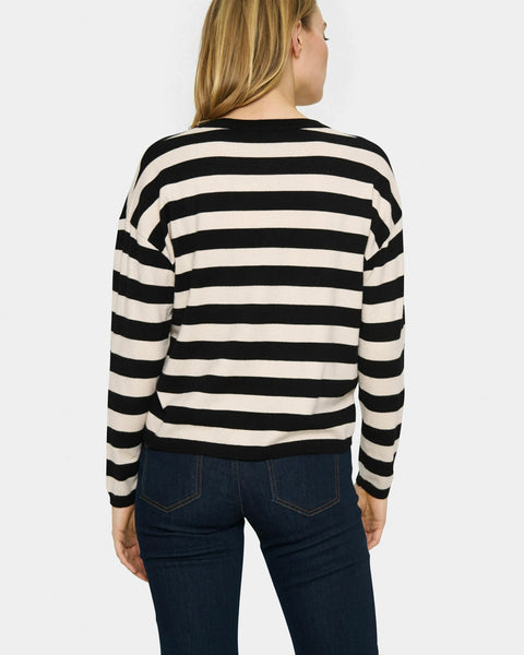 Black & Cream Stripe Jumper By Saint Tropez