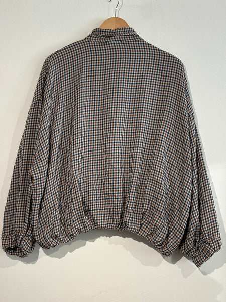 Midnight Blue Gingham Bomber Jacket