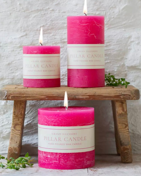 Small Rustic Fuchsia Pillar Candle 70x75mm