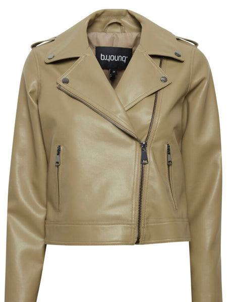 Aloe Faux Leather Biker Jacket by B Young