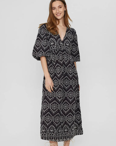 Black Embroidered Evelyn Dress by Numph