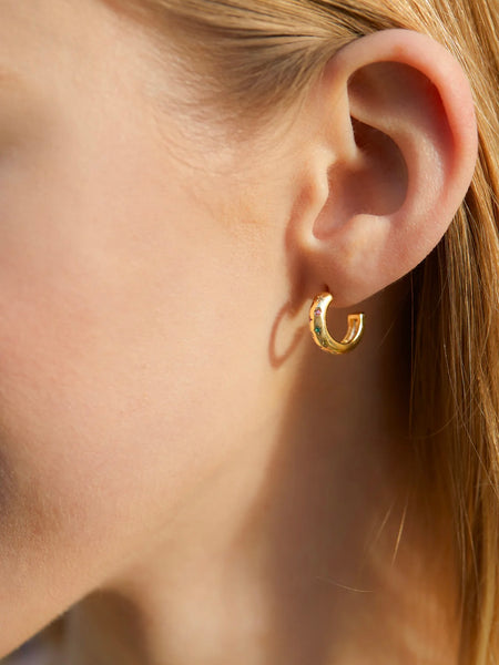 Gold Plated Chunky Rainbow Celestial Hoops by Estella Bartlett