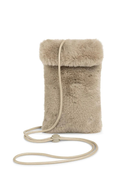 Beige Faux Fur Phone Bag By Yaya