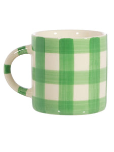 Green Gingham Mug by Sass & Belle