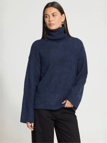 Midnight Polo Neck Jumper by Ichi