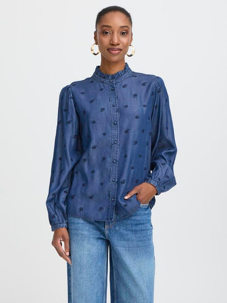 Dark Denim Flower Shirt by B Young