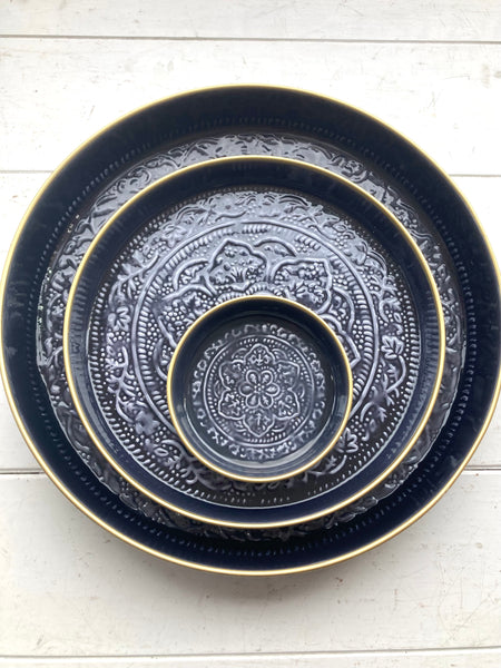 Small Navy Metal BerbereTray