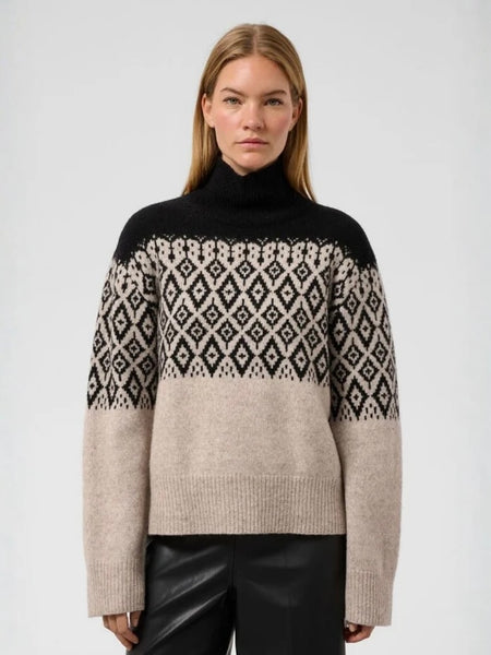 Black and Cream Fair Isle Jumper by Soaked