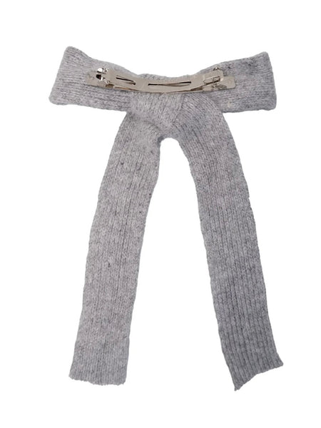 Grey Knitted Bow Hair clip by Black Colour