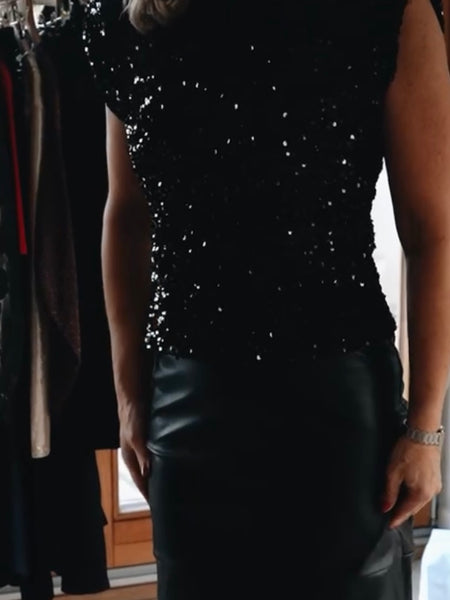Black Sequin Top by Co’Couture