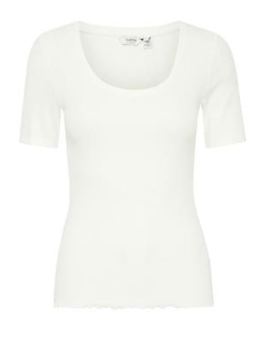 Ecru Ribbed Frill Bottom Tee by B Young
