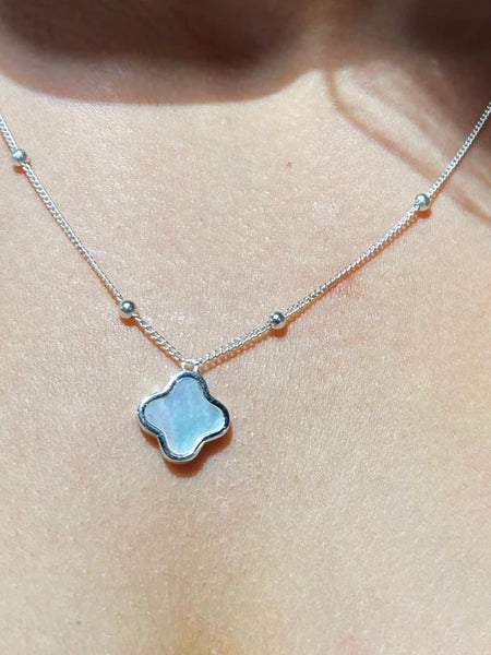 Silver Mother of Pearl Clover Necklace by Lila Rasa