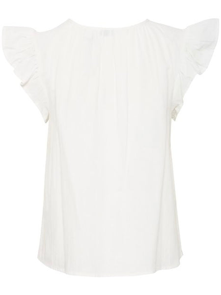 White Embroidered Frill Sleeve Blouse by B Young