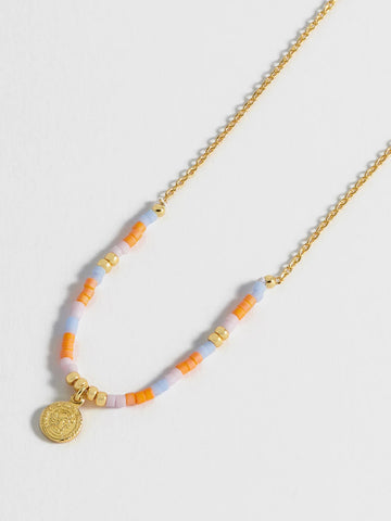 Orange and Blue Coin Necklace by Estella Bartlett