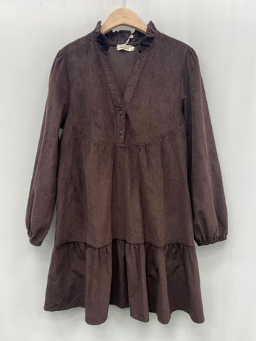 Chocolate Baby Cord Boho Tiered Dress by Lili and Lala