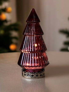 Red Glass Light Up Christmas Tree 16cm