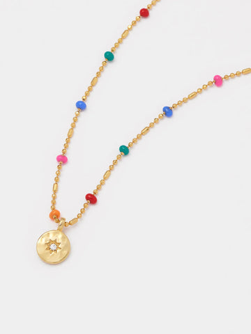 Gold Rainbow Beaded Necklace by Estella Bartlett