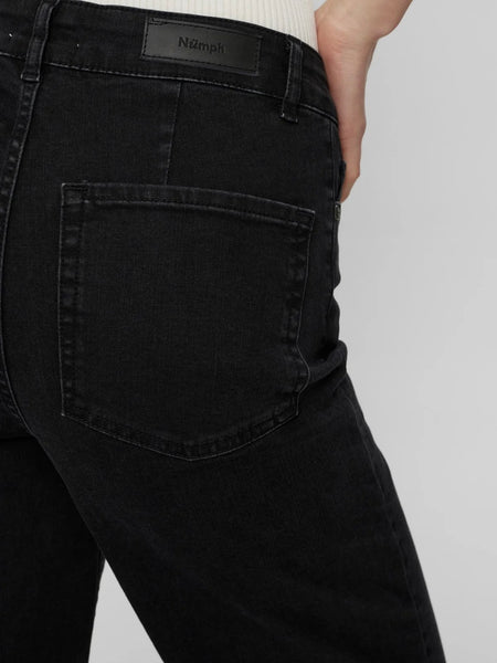 Black Denim Wide Leg Jean (short) by Nümph