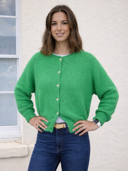Bright Green Mohair Long Sleeve Cardigan