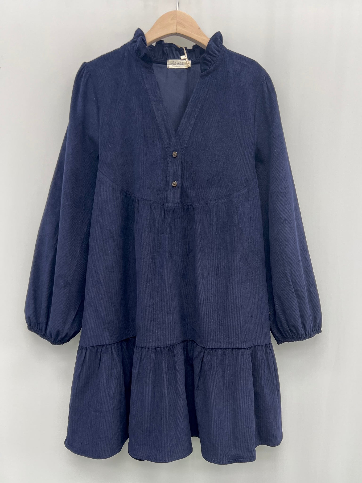 Marine Baby Cord Boho Tiered Dress by Lili and Lala